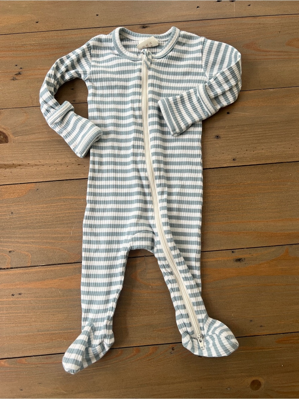 SIIX 2-Way Zip Striped Organic Cotton Footie - 3-6 Months
